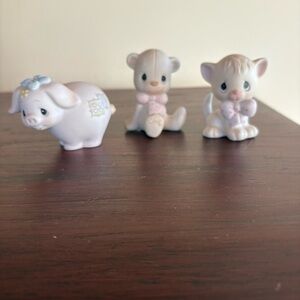 3 1980’s Precious Moments Jonathan & David Pig Kitty Cat Teddy Bear